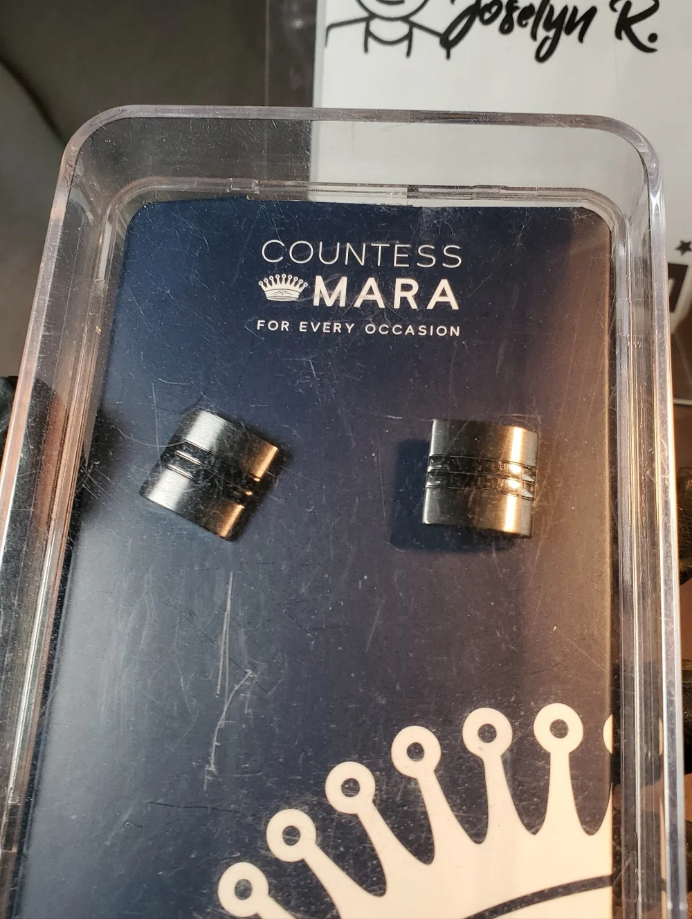 COUNTESS MARA Rectangle Cuff Links Textured Silver/ Black Tone Sealed NIB